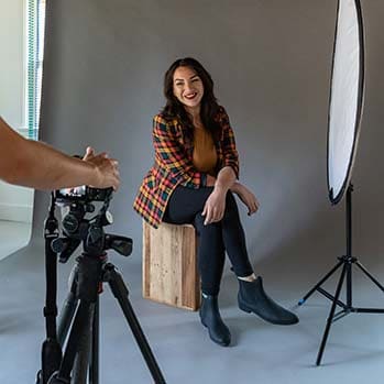 Female model working at a photo shoot.