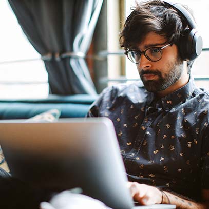 Man working from his home