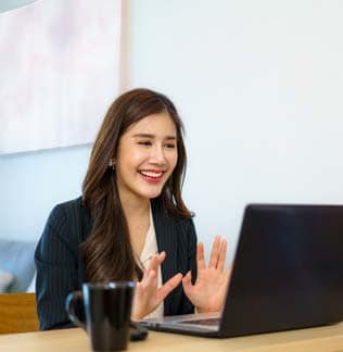 Business team using computer for a online meeting in video call.