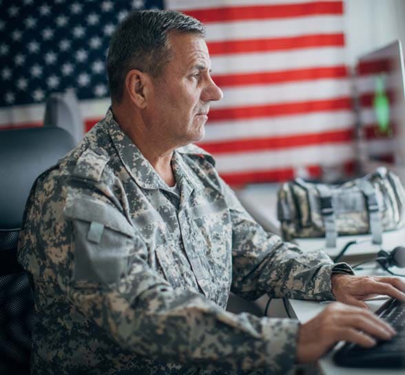 Family having video chat with military father