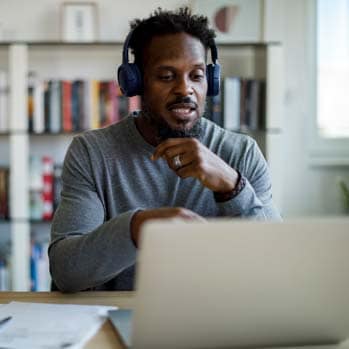 Man on a call with headphone on