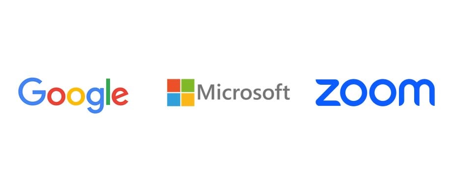 Microsoft, Google and Zoom logos