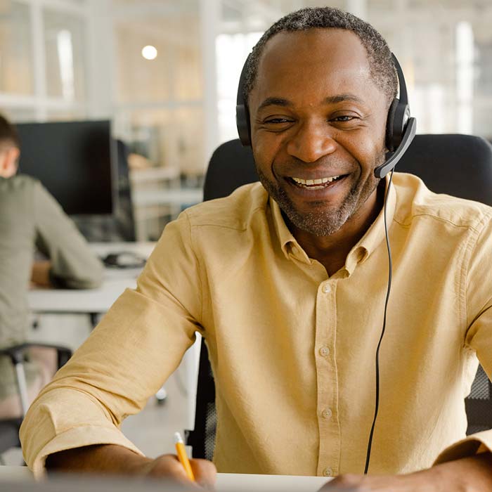 African American male call center agent 