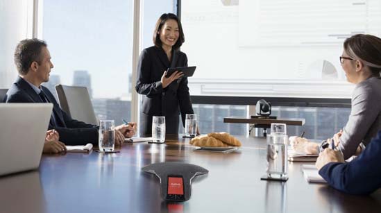 Conference room meeting using the Avaya Conference Phone B199