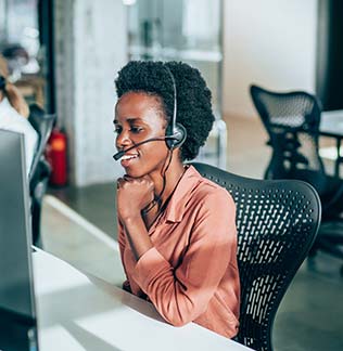 African American female call center agent