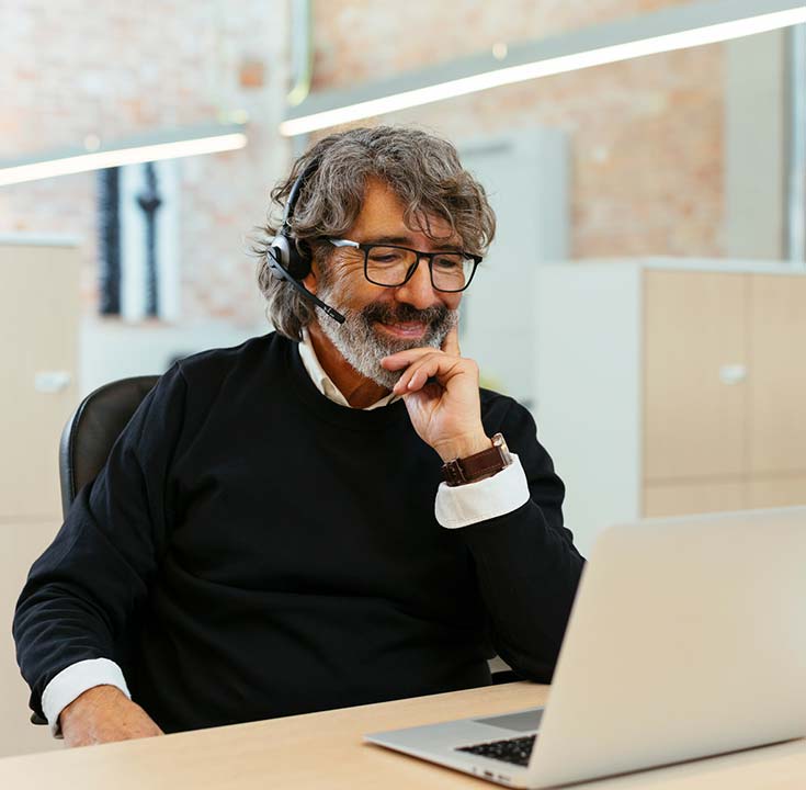Man on a video conferencing call
