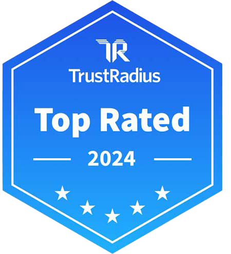 Insignia del premio de Trust Radius Top Rated